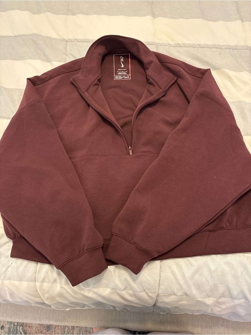 Nike Women's Half-Zip Pullover Sweatshirt in Burgundy